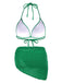 2PCS 1940er Halter Textur Solide Bikini Set & Cover-Up