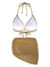 2PCS 1940er Halter Textur Solide Bikini Set & Cover-Up