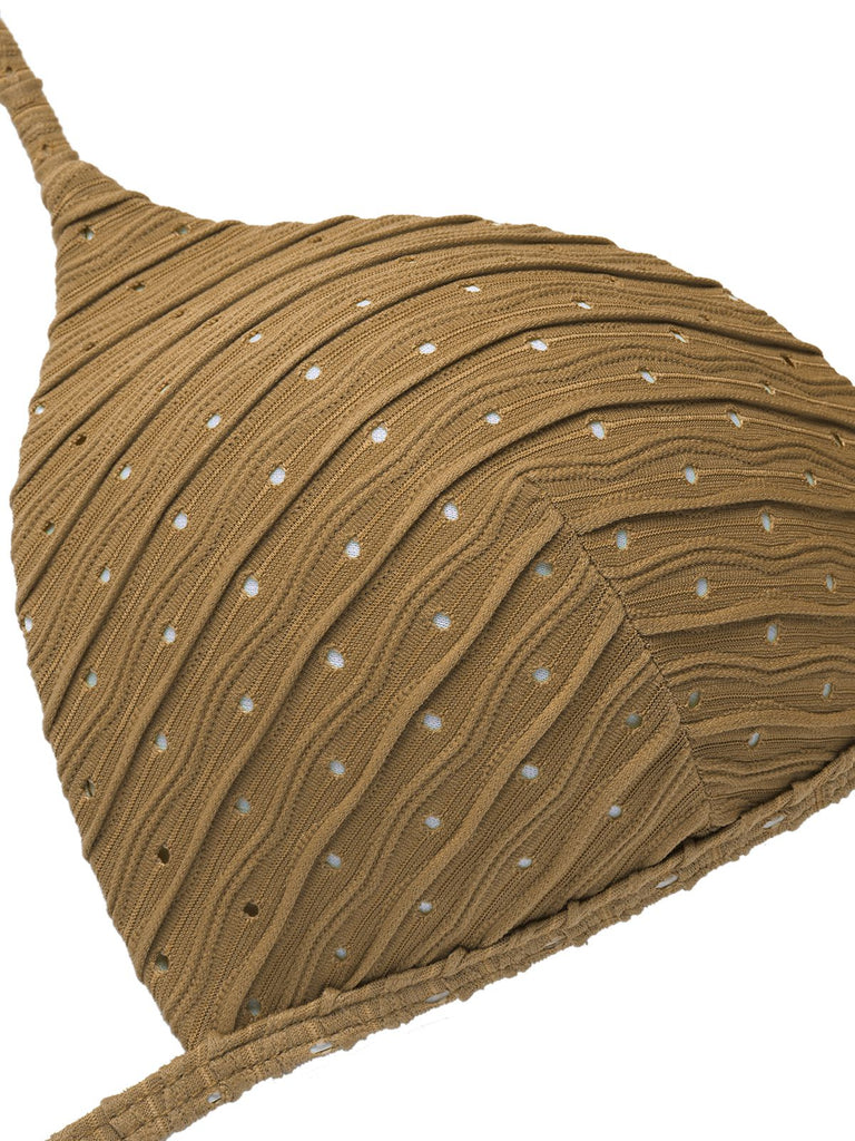 2PCS 1940er Halter Textur Solide Bikini Set & Cover-Up