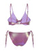 Lila 1970er Twist Glänzend Bikini Set