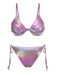 Lila 1970er Twist Glänzend Bikini Set