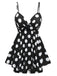 Schwarz 1950er Polka Dots Spaghetti Träger Badekleid