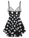 Schwarz 1950er Polka Dots Spaghetti Träger Badekleid