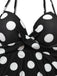 Schwarz 1950er Polka Dots Spaghetti Träger Badekleid
