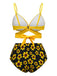 Gelb 1950er Sonnenblume Zurückbinden Bikini Set