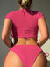 1960er Tropische Strand Kordelzug Bikini Set & Transparent Top