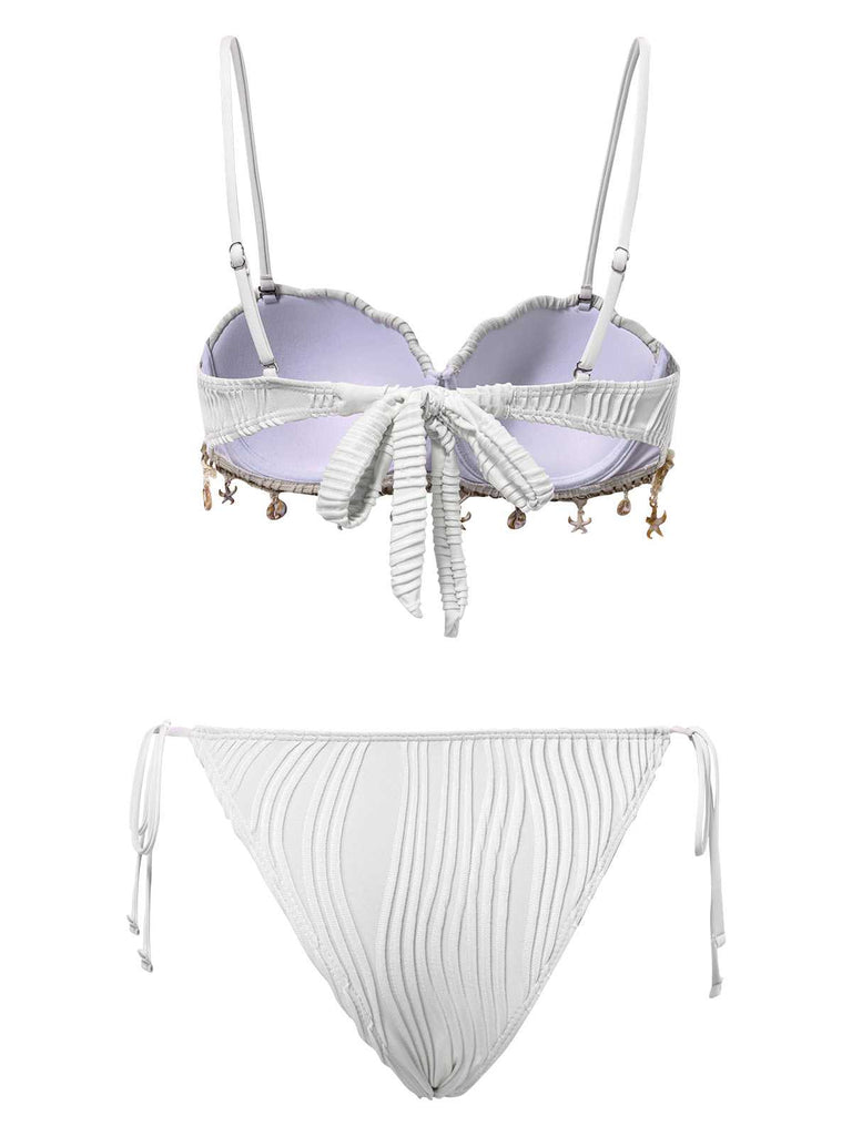 1950er Spaghetti Träger Strand Muschel Seestern Bikini