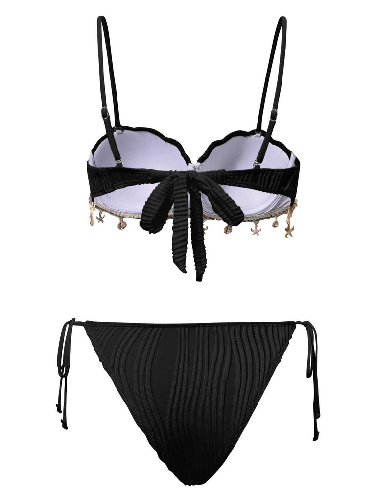 1950er Spaghetti Träger Strand Muschel Seestern Bikini