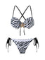 Schwarz & Weiß 1950er Zebra Streifen Seestern Bikini Set