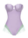 Lila 1970er Hülse Meerjungfrauen Bandeau Einteiliger Badeanzug