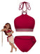 Rot 1970er Prinzessin-Stil Sicken Halfter Bikini Set