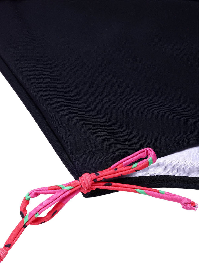 Rosa 1960er Wassermelone Tief-V Halter Badeanzug