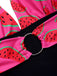 Rosa 1960er Wassermelone Tief-V Halter Badeanzug