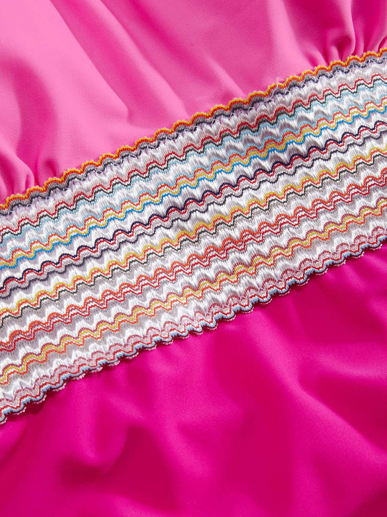 1950er Solide Schlüssellochkragen Kreuz-Binden Badeanzug