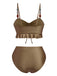 1950er Strukturiert Stoff Farbig Steine Bikini Set