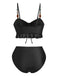 1950er Strukturiert Stoff Farbig Steine Bikini Set