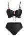1950er Strukturiert Stoff Farbig Steine Bikini Set