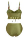 1950er Strukturiert Stoff Farbig Steine Bikini Set