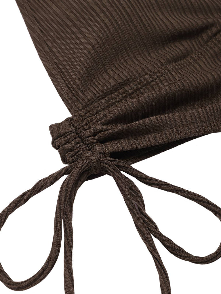 1930er Strukturierter Stoff Solide Halter Schnürung Bademode