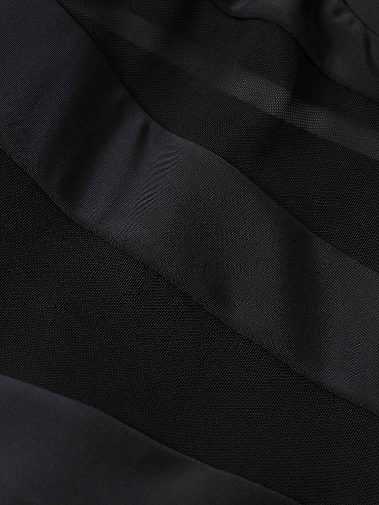 Schwarz 1940er Mehrlagiger Saum Halter Badekleid