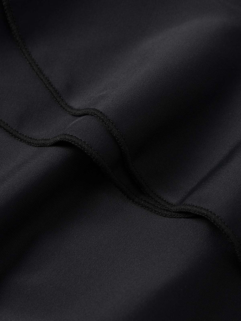 Schwarz 1940er Mehrlagiger Saum Halter Badekleid