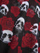Schwarz & Rot 1980er Gothic Schädel Rose Halfter Rock Bademode