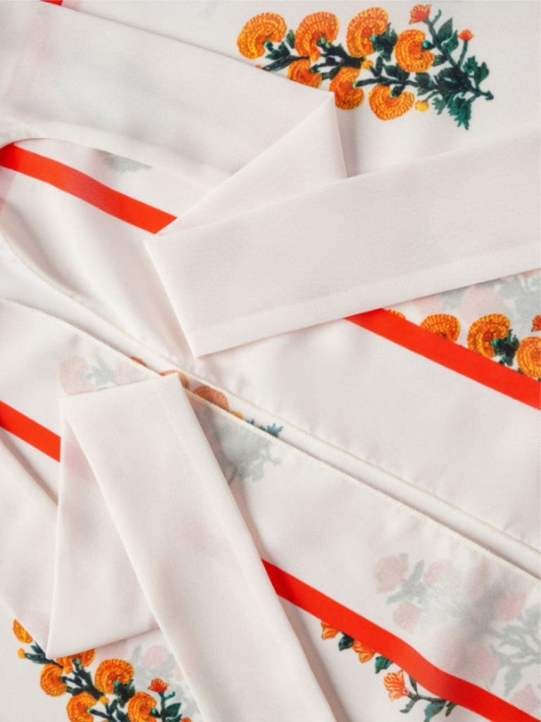 2PCS Weiß 1960er 3D-Blumen Spaghetti Träger Badeanzug & Cover-Up