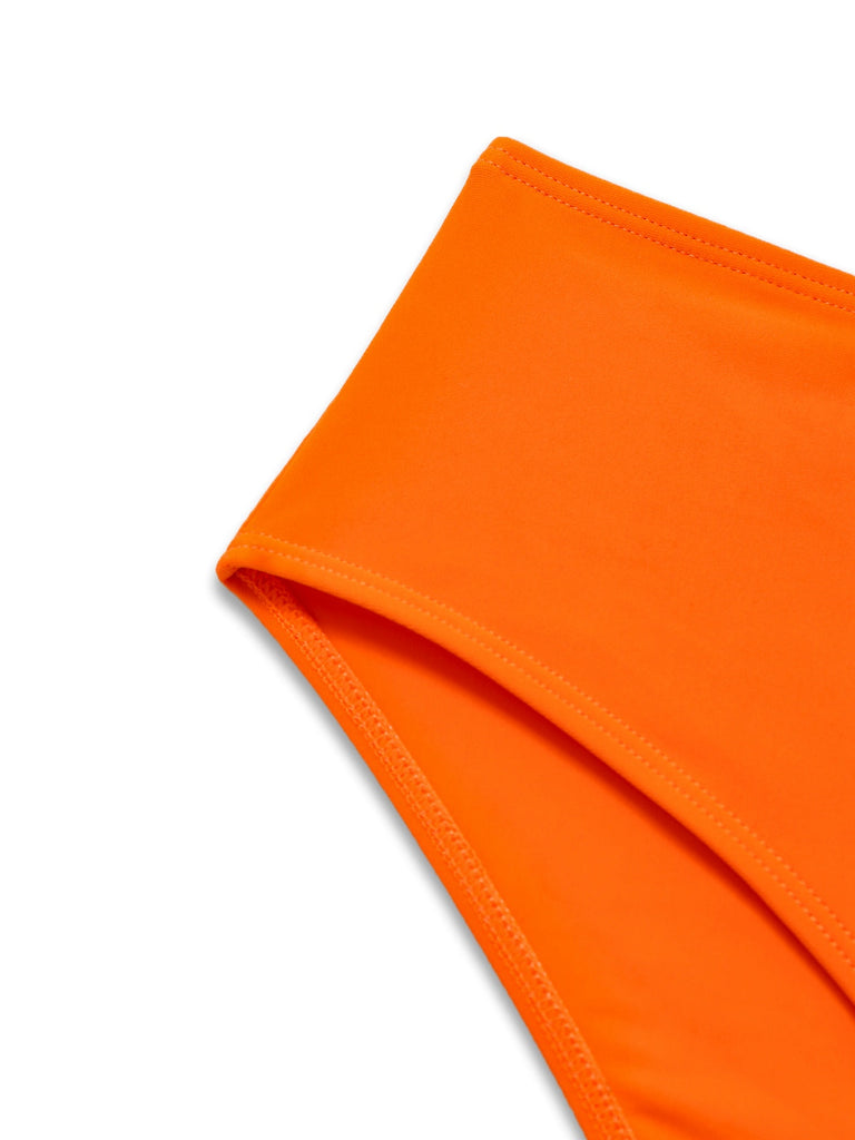 Orange 1970er Blumen Kordelzug Spaghetti Träger Tankini Set