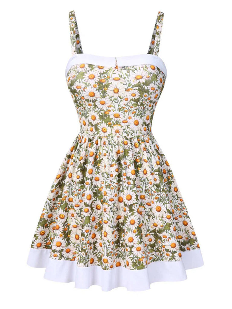 1950er Spaghetti Träger Gänseblümchen Bindung Badekleid