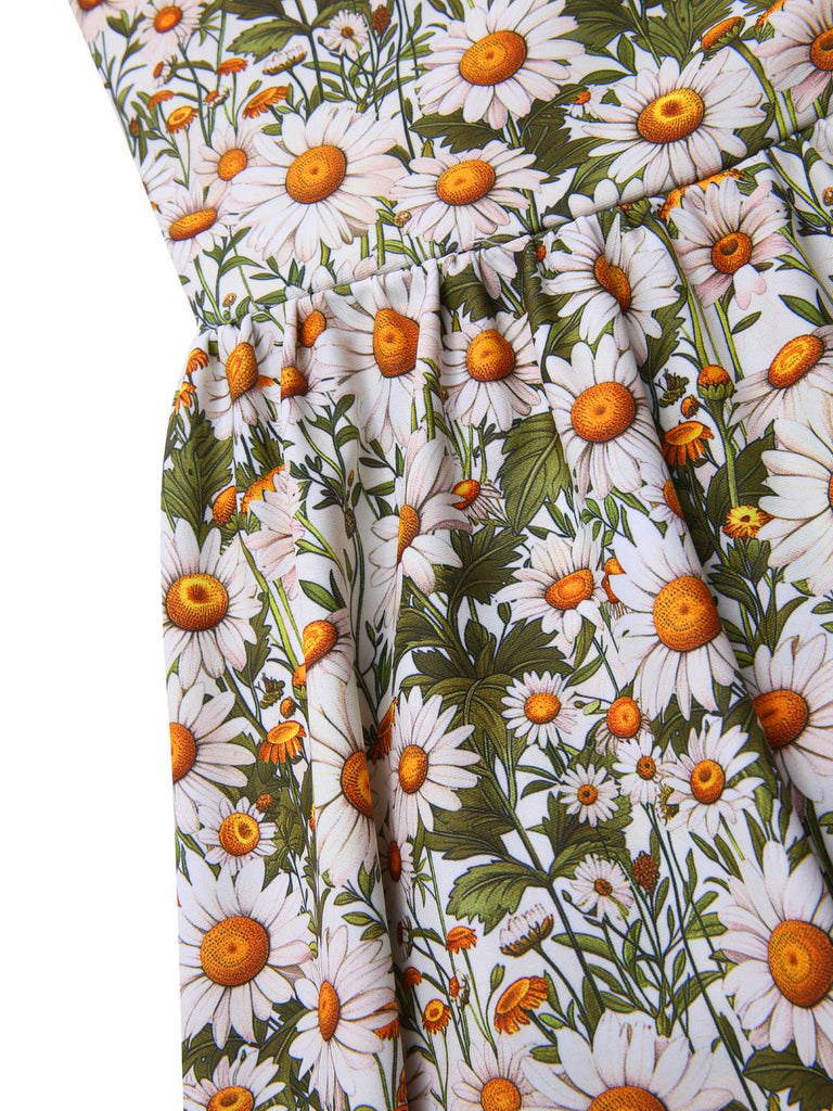 1950er Spaghetti Träger Gänseblümchen Bindung Badekleid