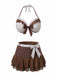 Braun 1970er Polka Punkte Rüschen Halter Rock Bademode