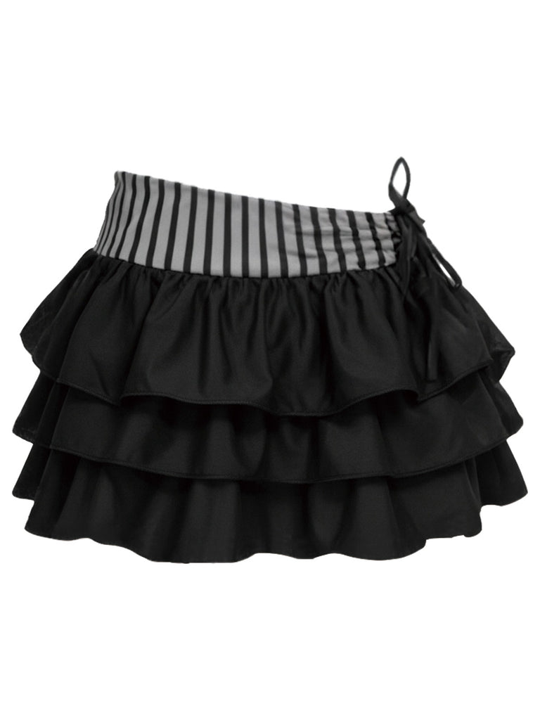 2PCS Grau 1960er Streifen Bikini Set & Gestuft Cover-Up