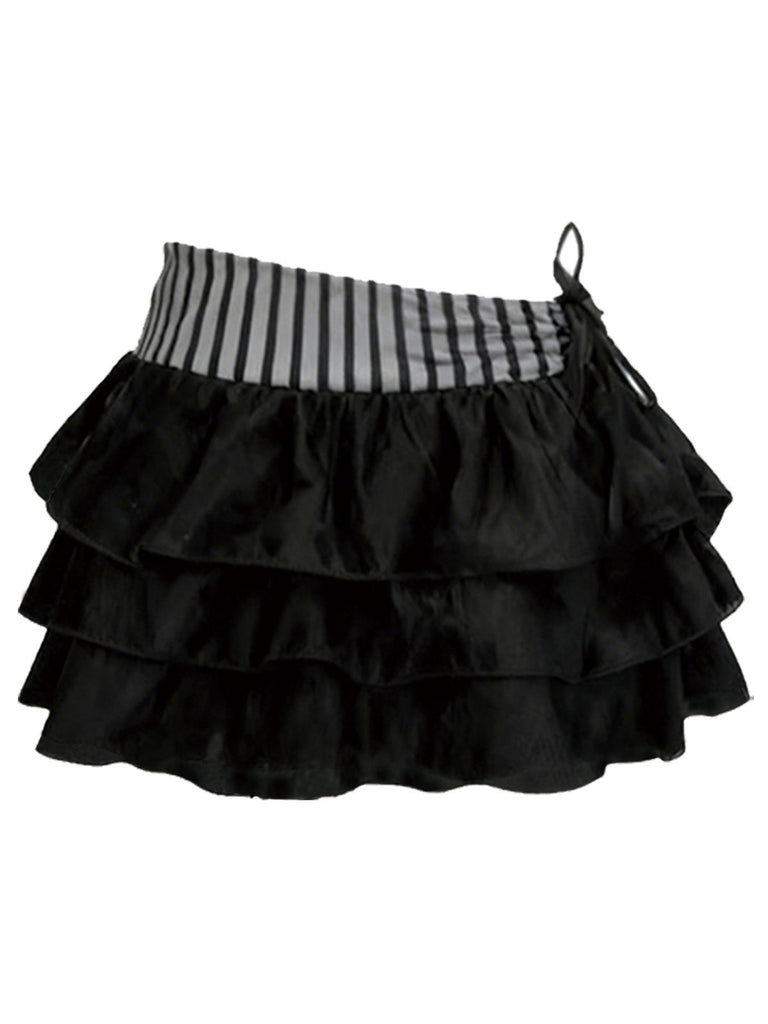 [Vorverkauf] Grau 1960er Streifen Netz Bogen Gestuft Cover-Up Rock