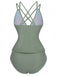 1940er Farbblock Tiefer V-Ausschnitt Rücken-Kreuzung Tankini Set
