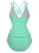 1940er Farbblock Tiefer V-Ausschnitt Rücken-Kreuzung Tankini Set