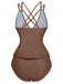 1940er Farbblock Tiefer V-Ausschnitt Rücken-Kreuzung Tankini Set