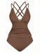 1940er Farbblock Tiefer V-Ausschnitt Rücken-Kreuzung Tankini Set