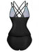 1940er Farbblock Tiefer V-Ausschnitt Rücken-Kreuzung Tankini Set