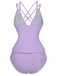 1940er Farbblock Tiefer V-Ausschnitt Rücken-Kreuzung Tankini Set
