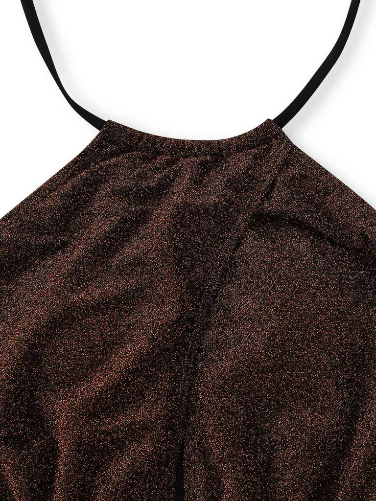 1940er Glitzer Halter Cutout Bogen Einteiliger Badeanzug