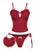 Rot 1960er Bestickt Cutout Rüschen Tankini Set