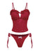 Rot 1960er Bestickt Cutout Rüschen Tankini Set