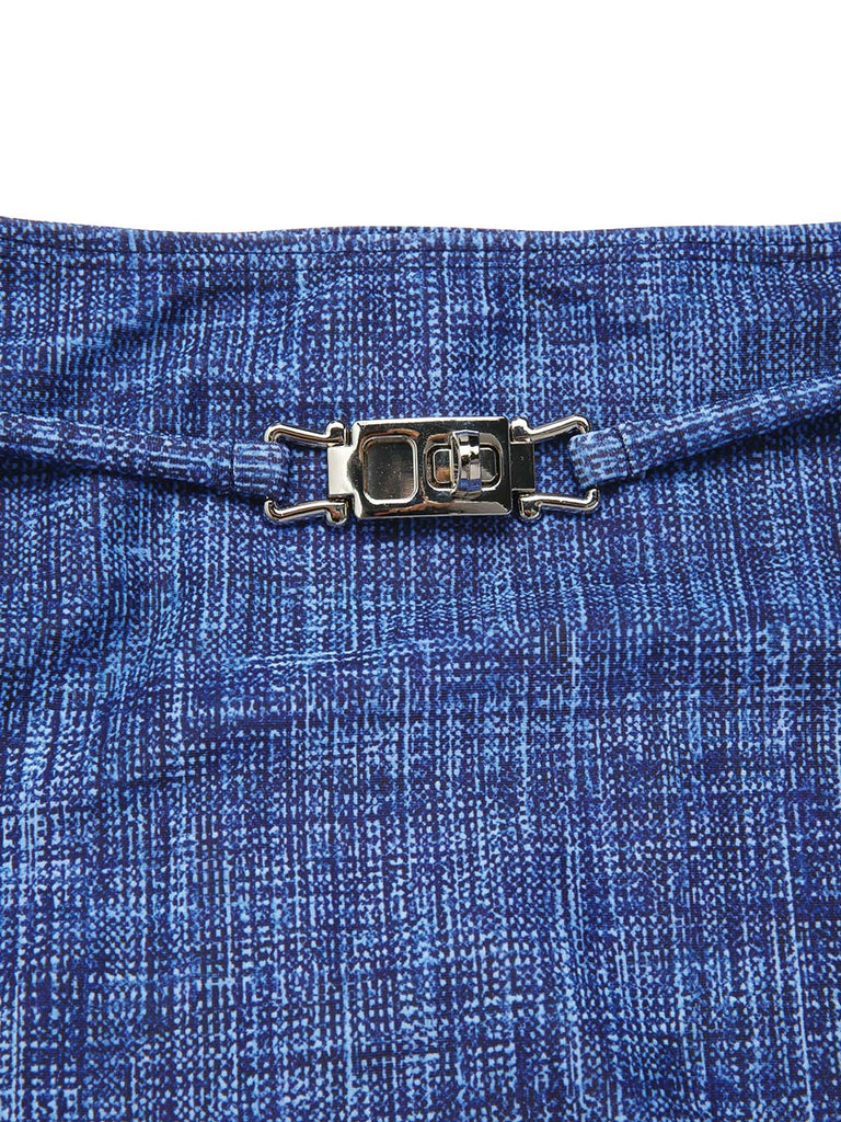 Blau 1940er Schnürung Halter Schein-Denim Bikini Set