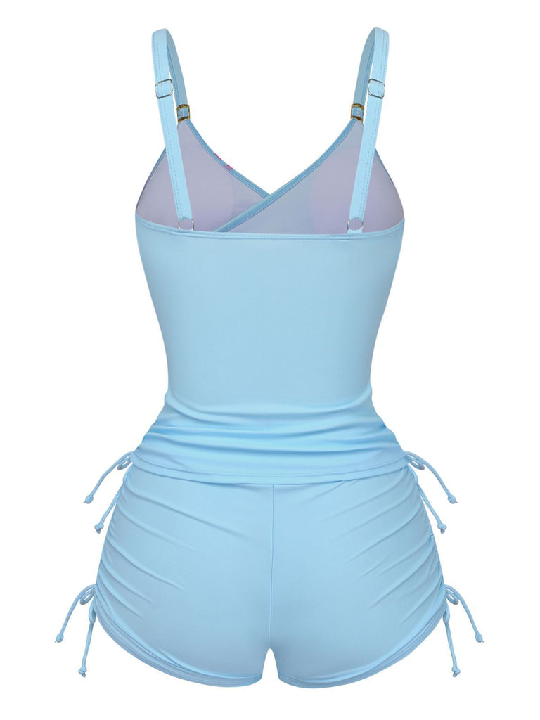 1950er Blumen Schnürung Tankini Set