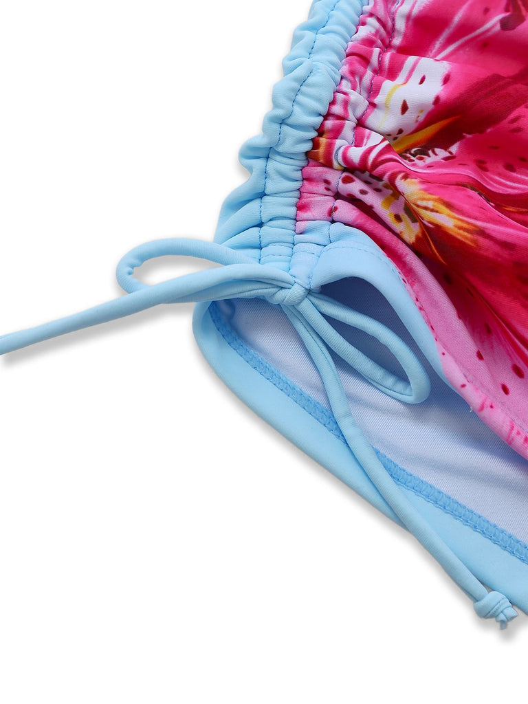 1950er Blumen Schnürung Tankini Set