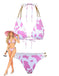 1970er Gerippte Kuh Muster Ketten Halter Bikini Set