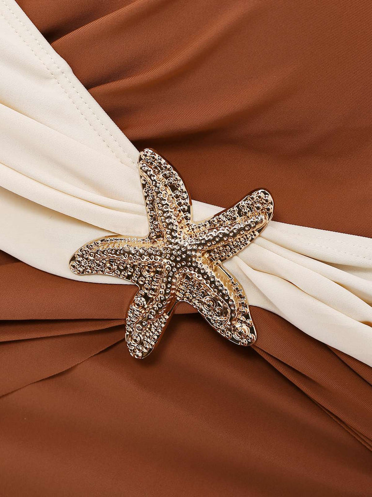 1950er Seestern V-Ausschnitt Figurformend Einteiliger Badeanzug