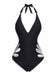 Schwarz 1940er Blumen Cut-Out Halter Einteiliger Badeanzug