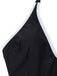 Schwarz 1940er Blumen Cut-Out Halter Einteiliger Badeanzug