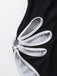 Schwarz 1940er Blumen Cut-Out Halter Einteiliger Badeanzug